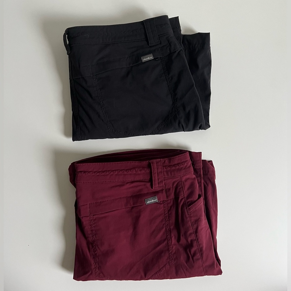 4 Eddie Bauer women’s skirts skirts built in shorts black burgundy lot bundle 2
